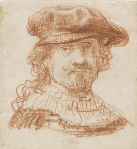 Rembrandt Self portrait red chalk