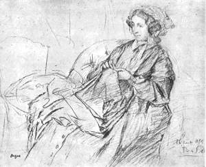 Degas portrait of an elderly lady sewing