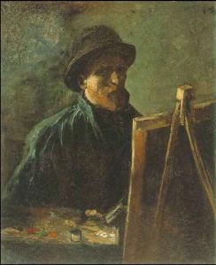 Self portrait with dark felt hat at the easel Vincent